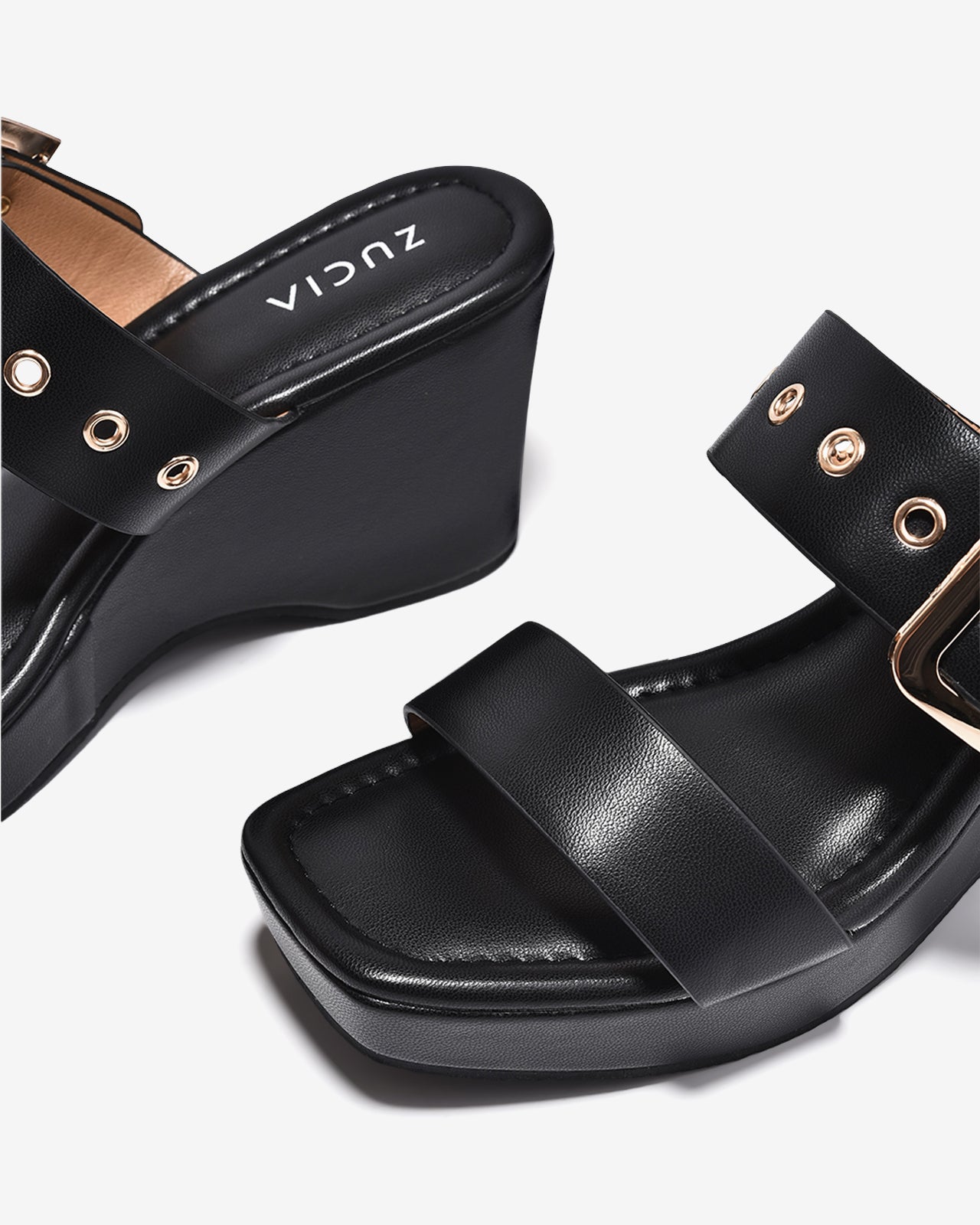 Dép Xuồng Zucia Quai Đôi Phối Khóa-DHLM1Đen Color1