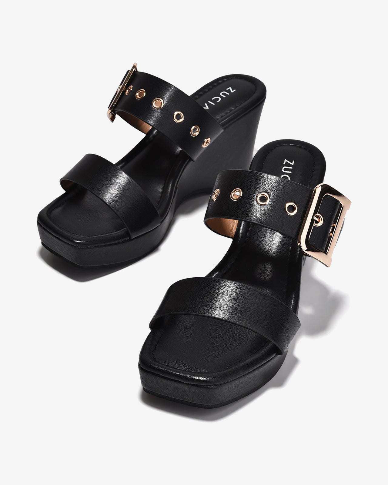 Dép Xuồng Zucia Quai Đôi Phối Khóa-DHLM1-Đen Color1