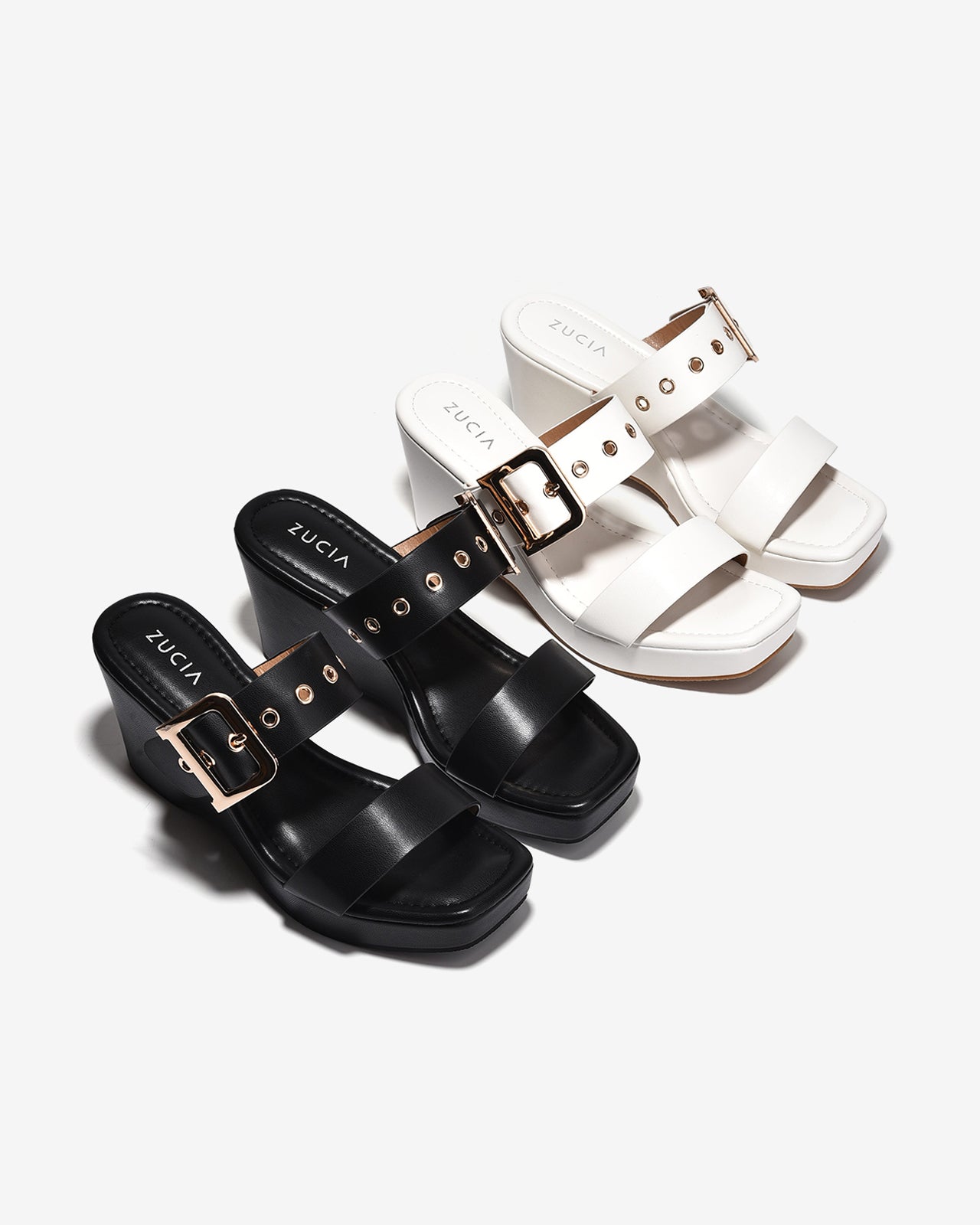 Dép Xuồng Zucia Quai Đôi Phối Khóa-DHLM1-Đen Color1