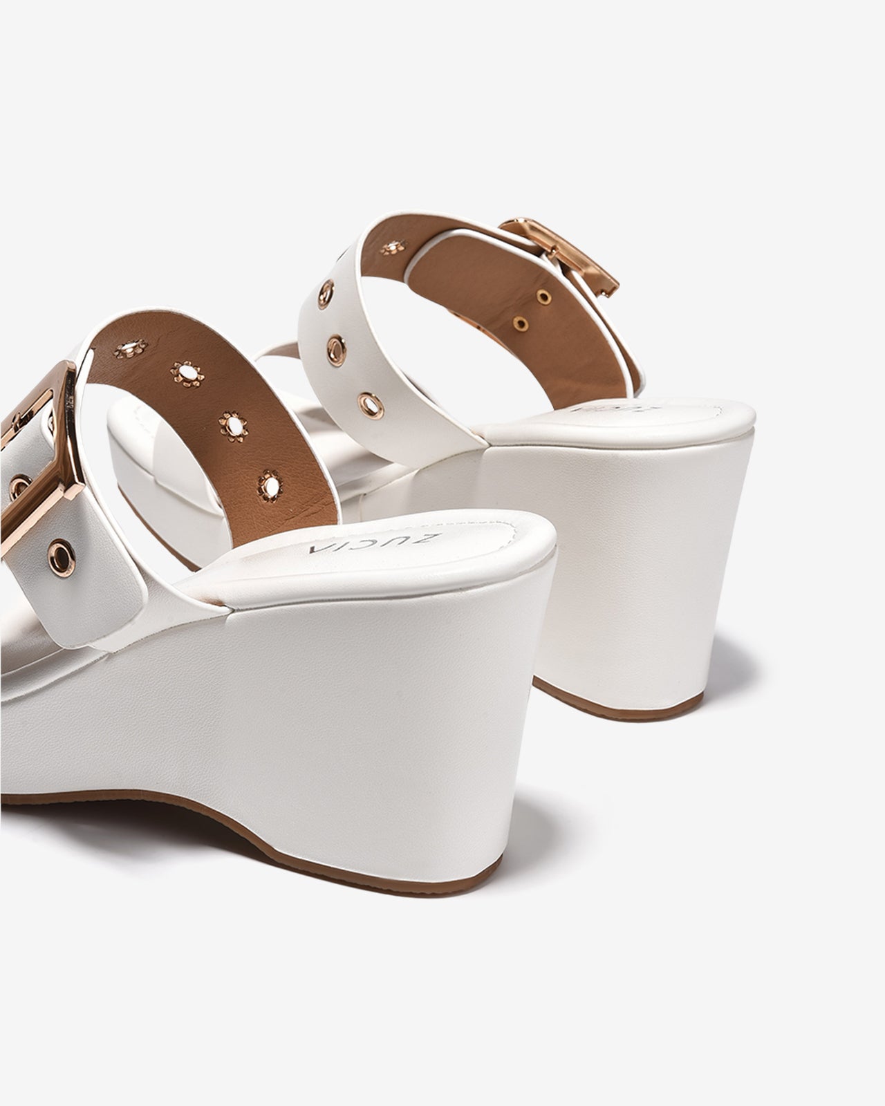 Dép Xuồng Zucia Quai Đôi Phối Khóa-DHLM1-Trắng Color1