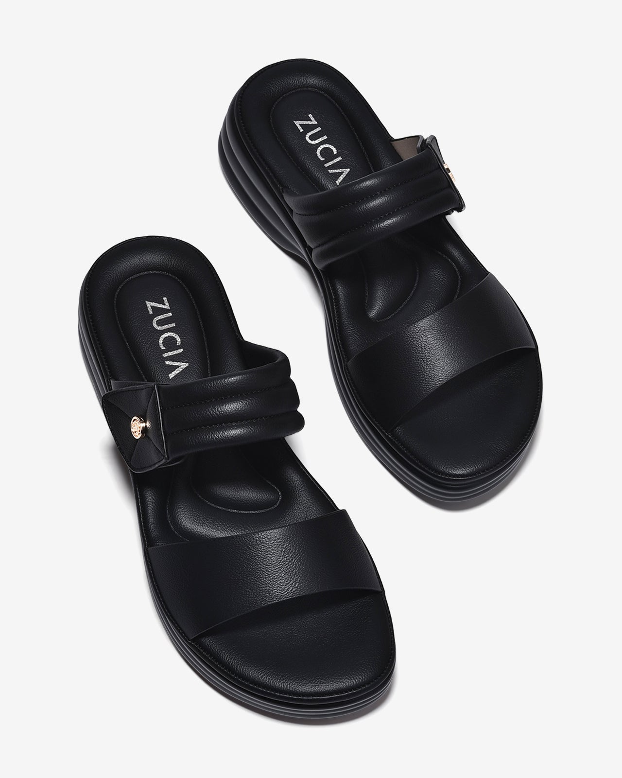 Dép Xuồng Zucia 6cm Quai Đệm Êm Mềm-DHLN3Đen Color1