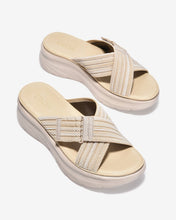 Dép Xuồng Nữ Zucia Quai Chéo Bảng To Dệt Phối Màu-DRXB1-Kem Color1