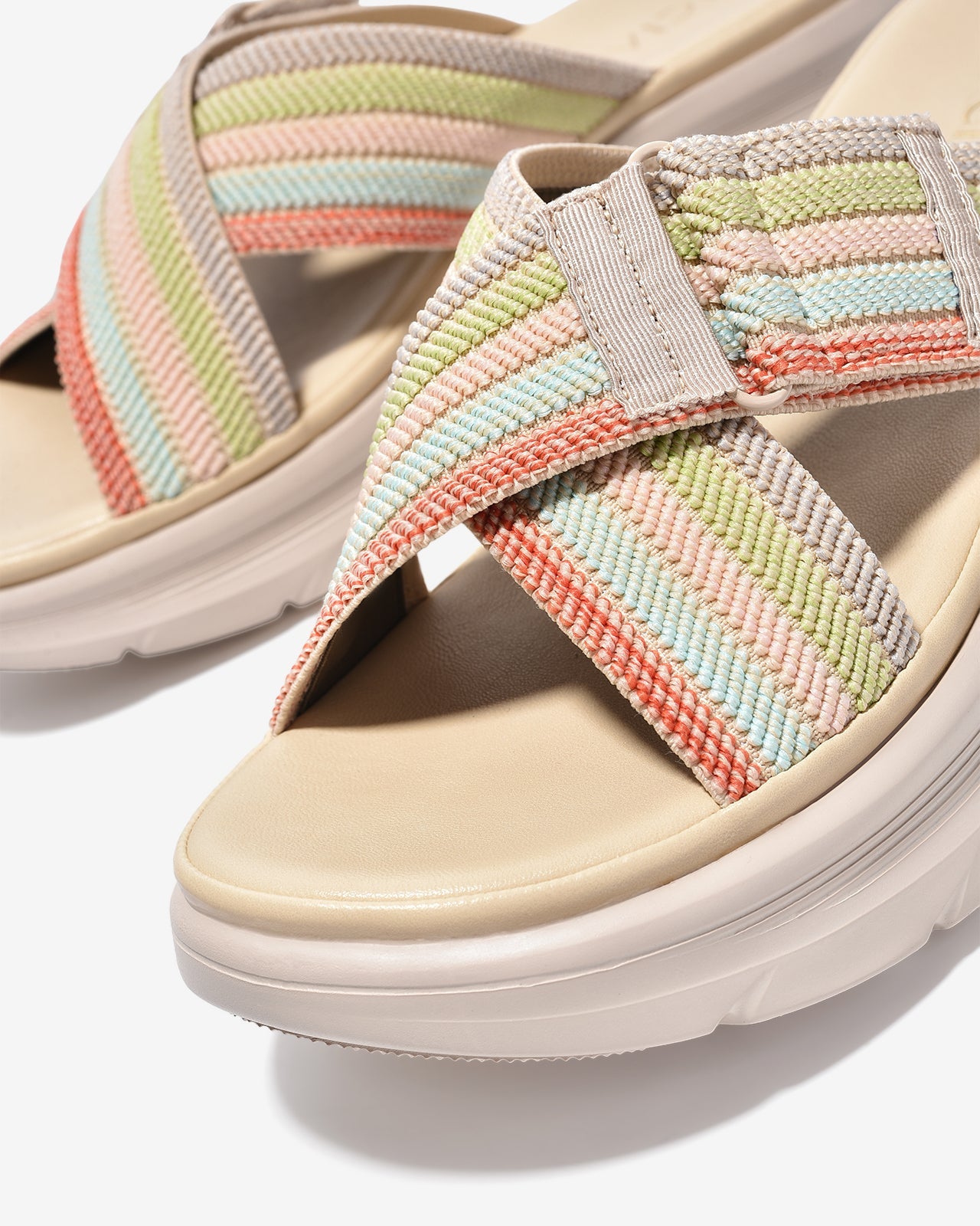 Dép Xuồng Nữ Zucia Quai Chéo Bảng To Dệt Phối Màu-DRXB1Xanh Lá Color1