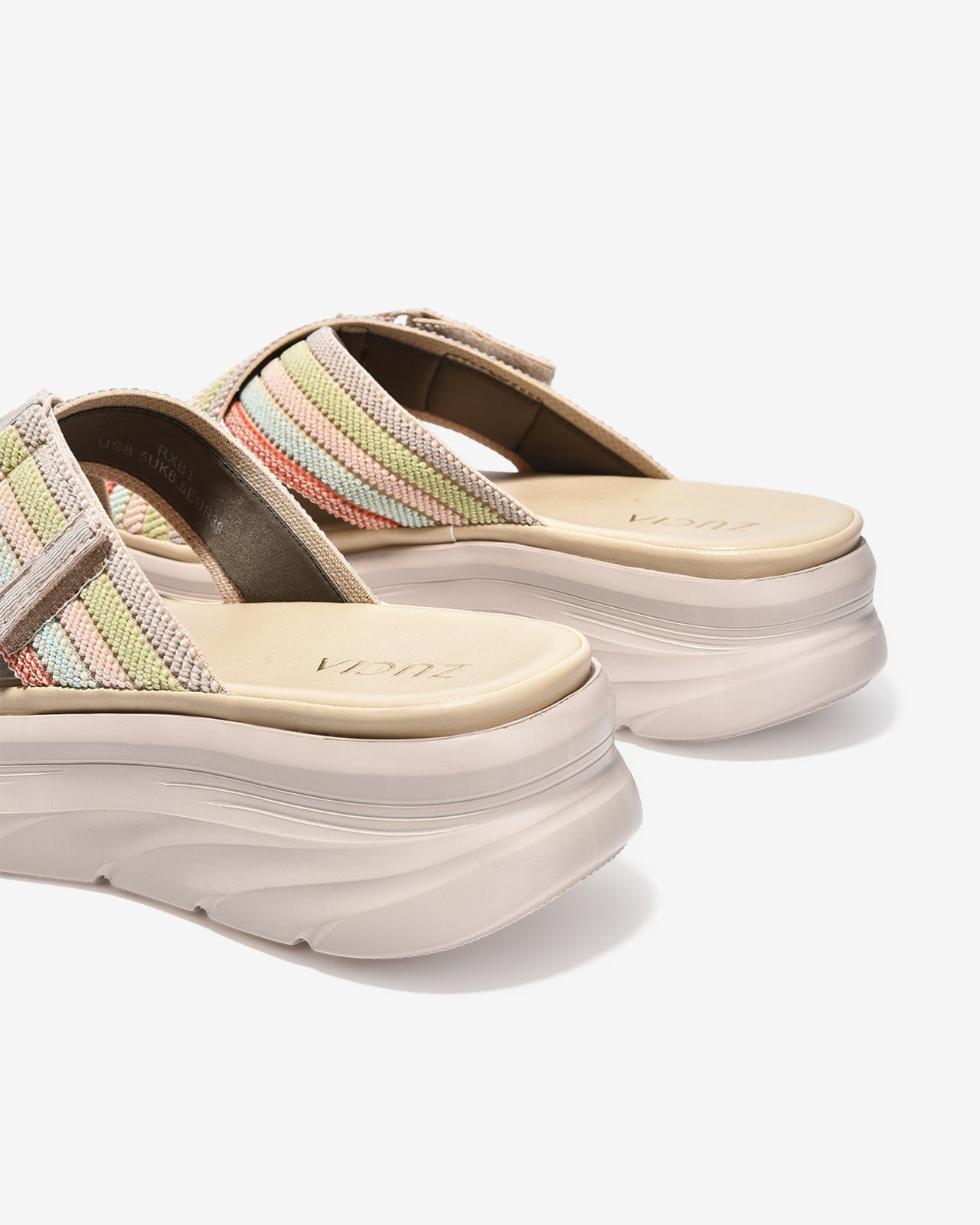 Dép Xuồng Nữ Zucia Quai Chéo Bảng To Dệt Phối Màu-DRXB1Xanh Lá Color1