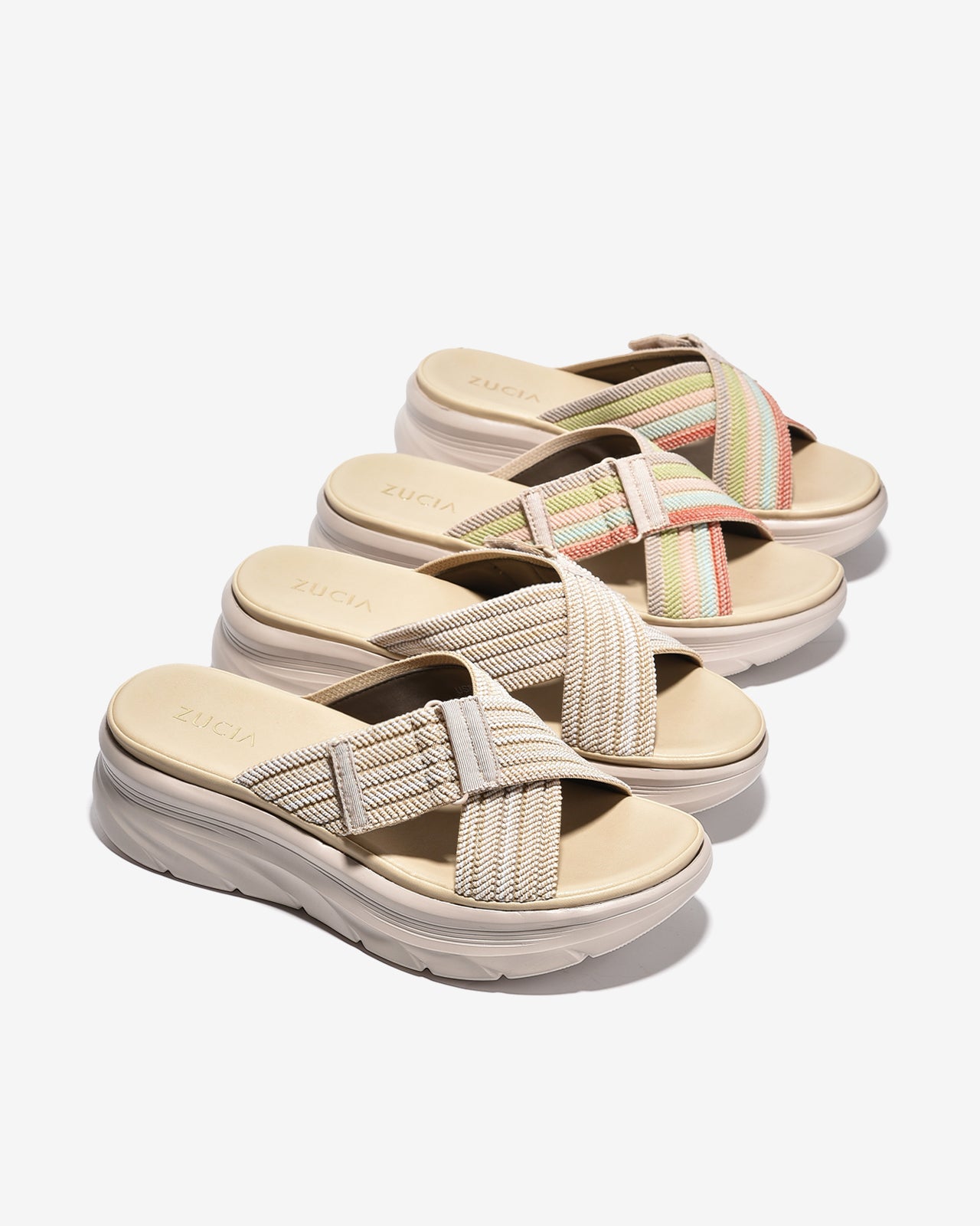 Dép Xuồng Nữ Zucia Quai Chéo Bảng To Dệt Phối Màu-DRXB1Xanh Lá Color1