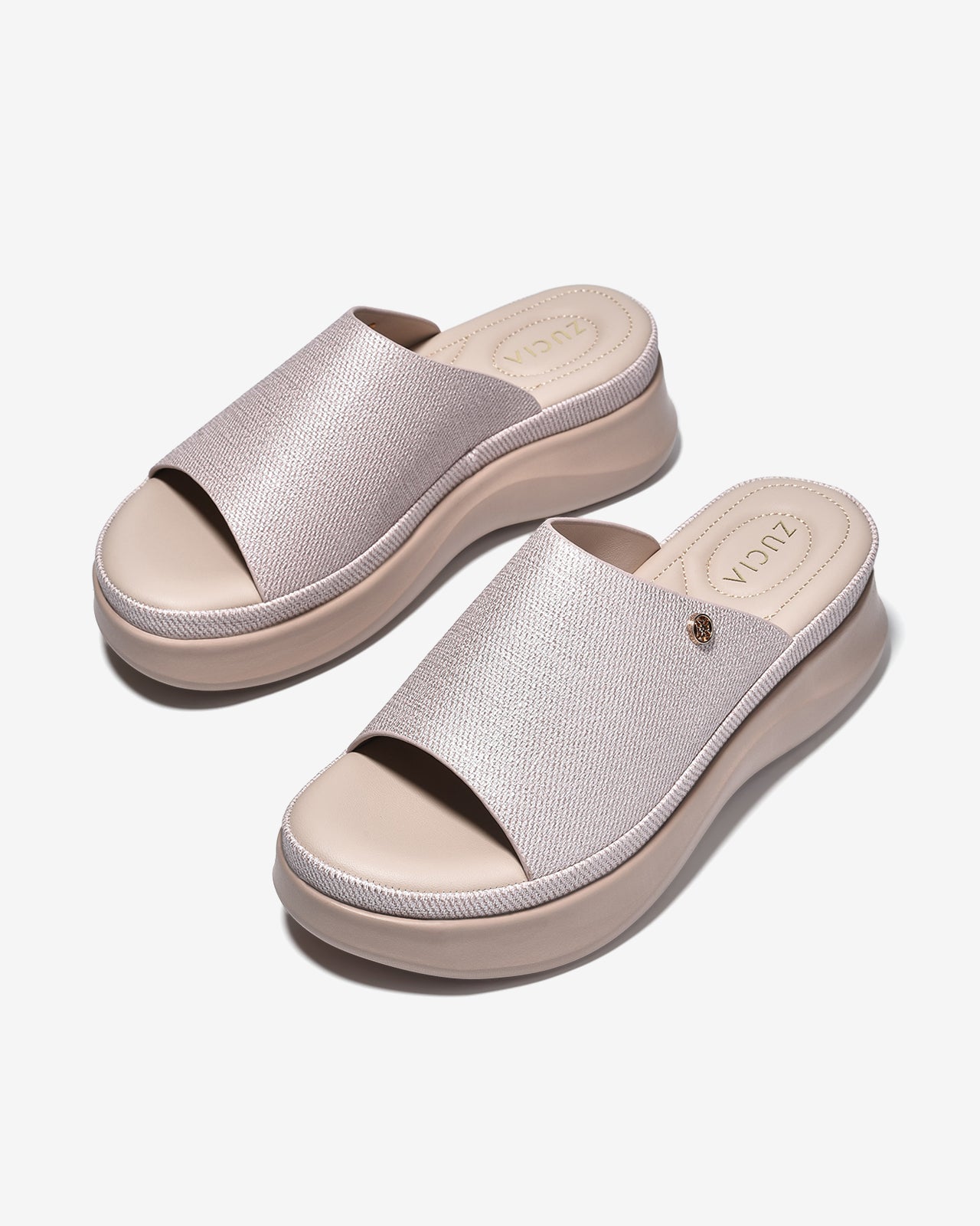 Dép Xuồng Zucia 6cm Bản To Ánh Kim-DRXE3Hồng Color1