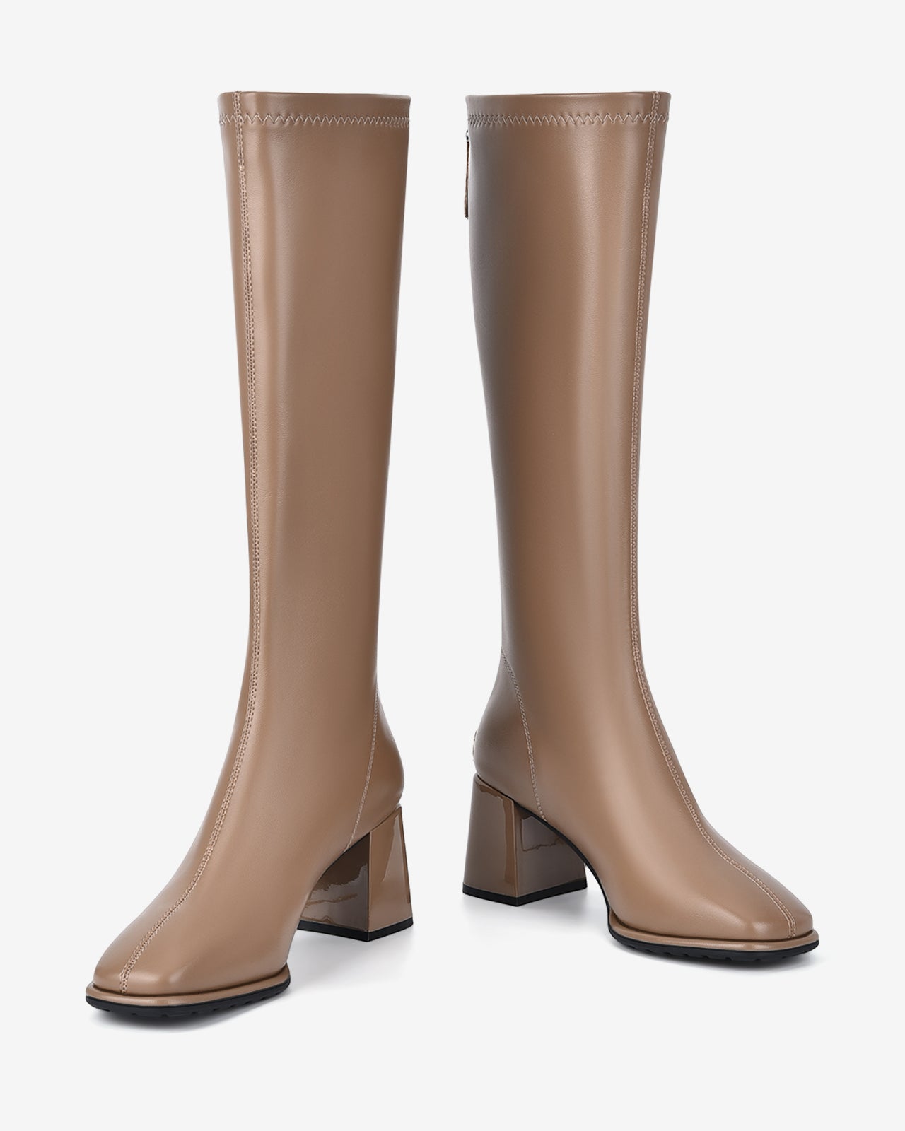 Giày Boot Nữ Đông Hải Cổ Cao Da Bóng Thời Thượng-GDH67Cafe Color1