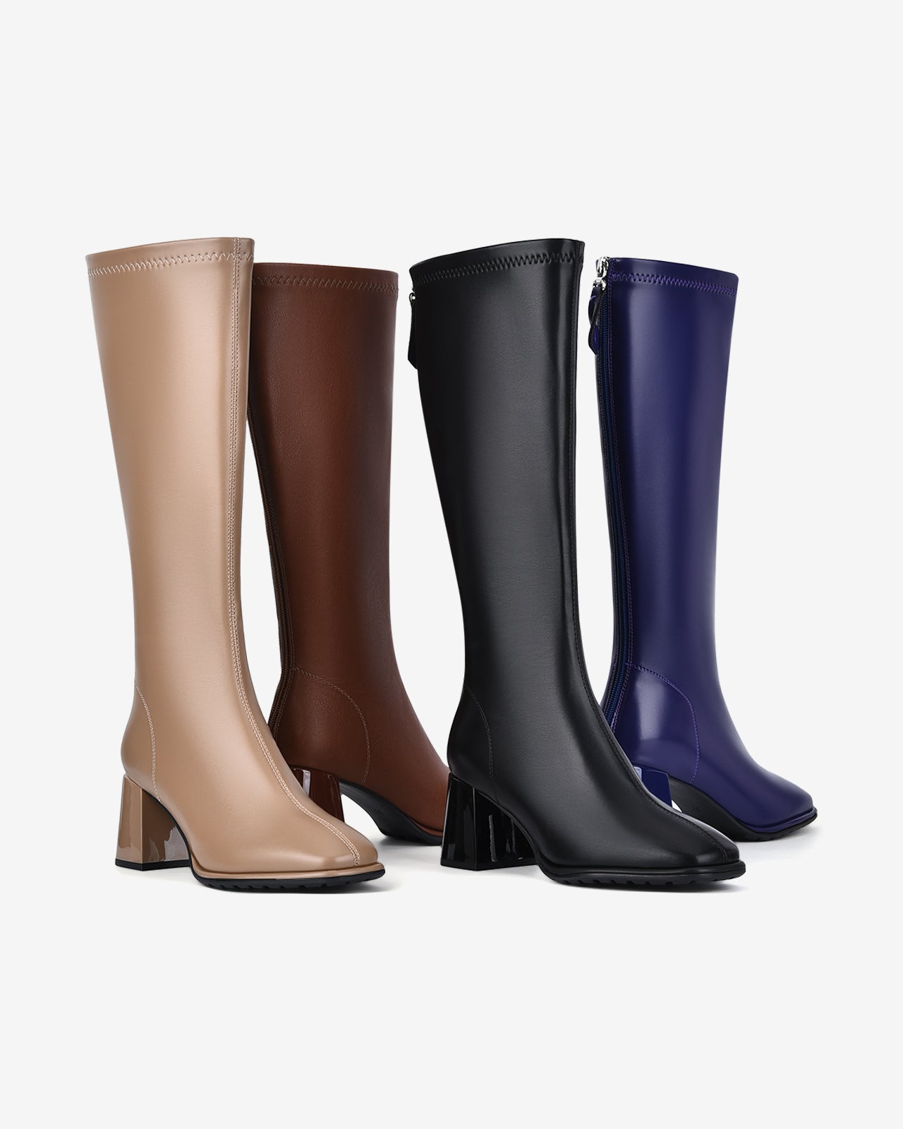 Giày Boot Nữ Đông Hải Cổ Cao Da Bóng Thời Thượng-GDH67Cafe Color1