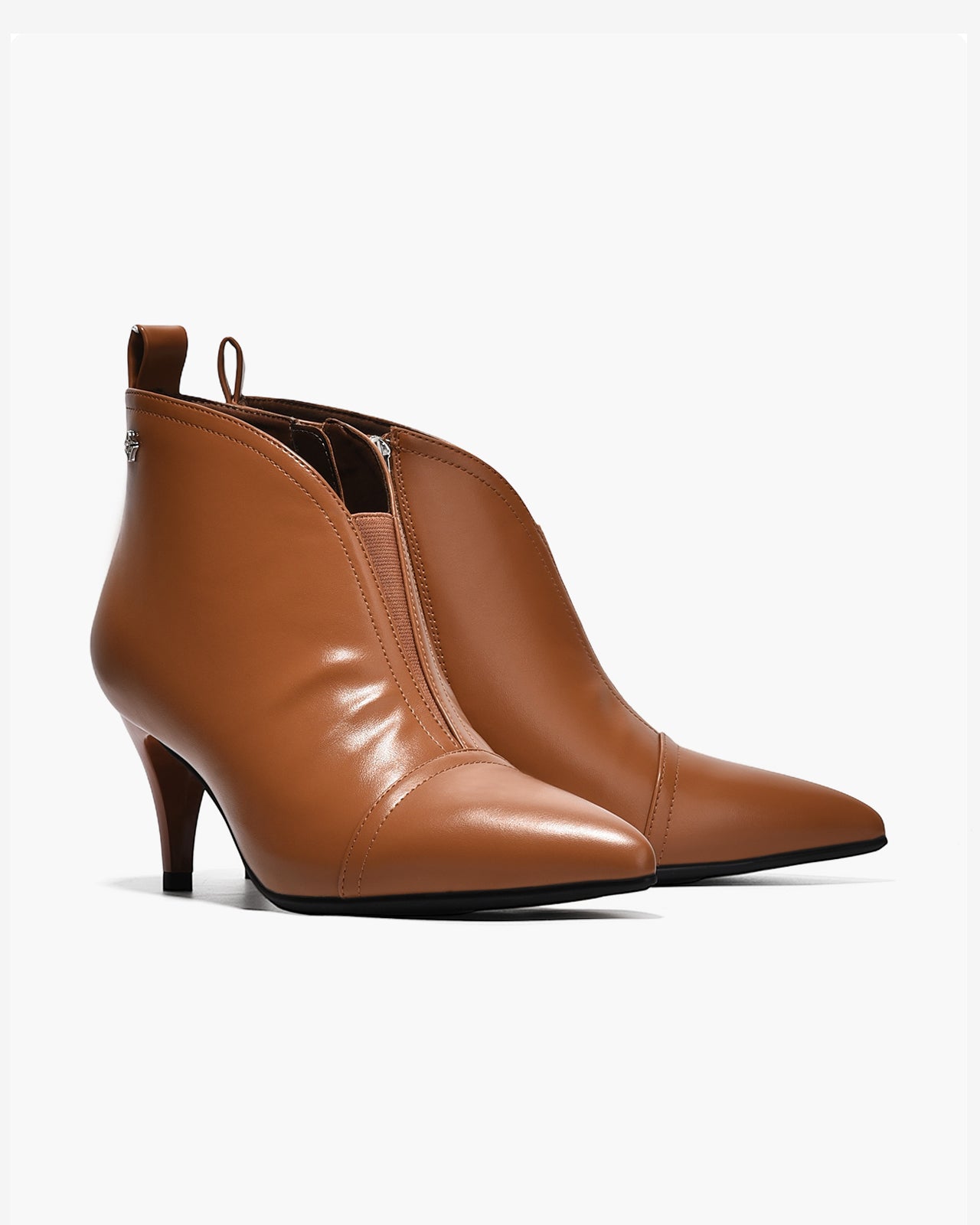 Giày Boot Nữ Zucia Mũi Nhọn Cổ Khoét Phối Thun-GTHB2-Bò Color1