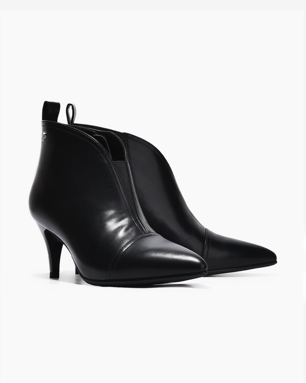 Giày Boot Nữ Zucia Mũi Nhọn Cổ Khoét Phối Thun-GTHB2-Đen Color1