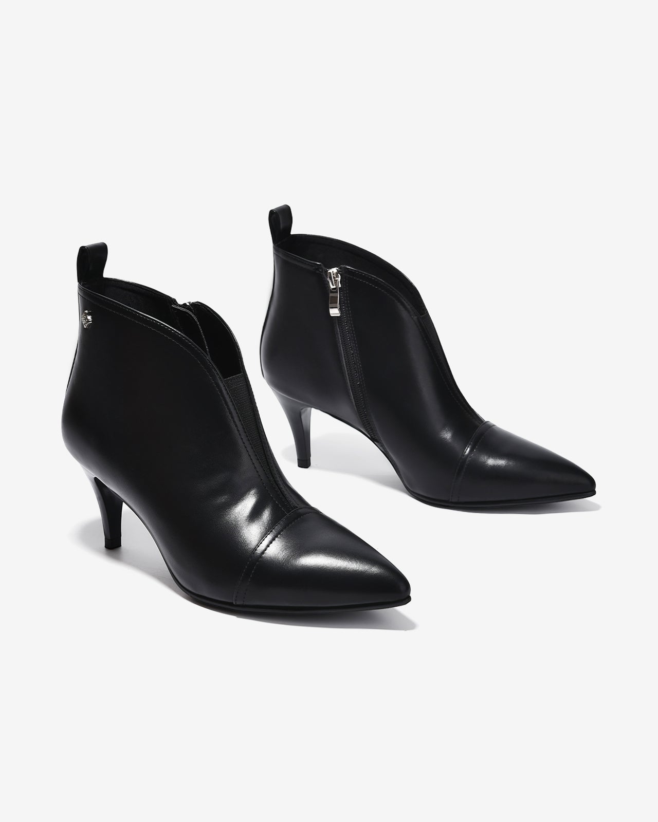 Giày Boot Nữ Zucia Mũi Nhọn Cổ Khoét Phối Thun-GTHB2-Đen Color1