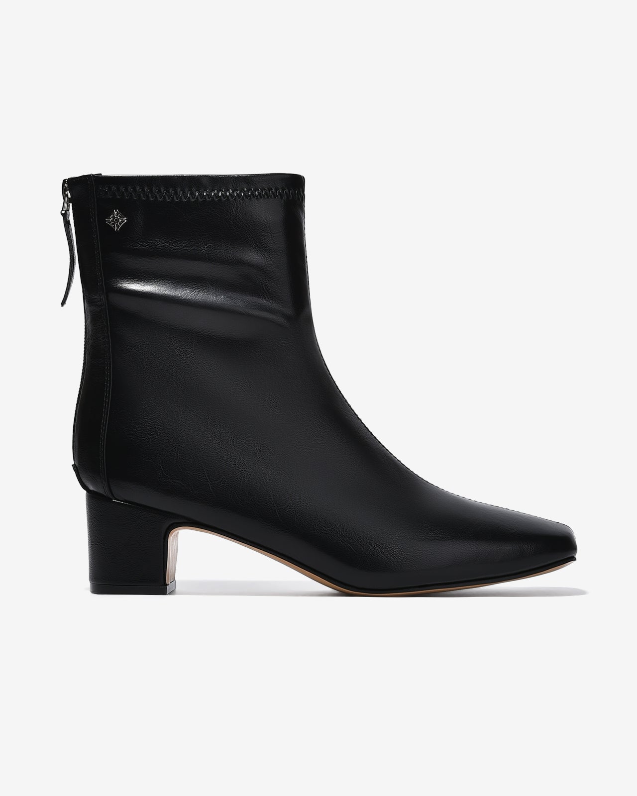 Giày Boot Nữ Zucia Mũi Vuông Chỉ May Dọc Đính Logo-GTHB3-Đen Color1First