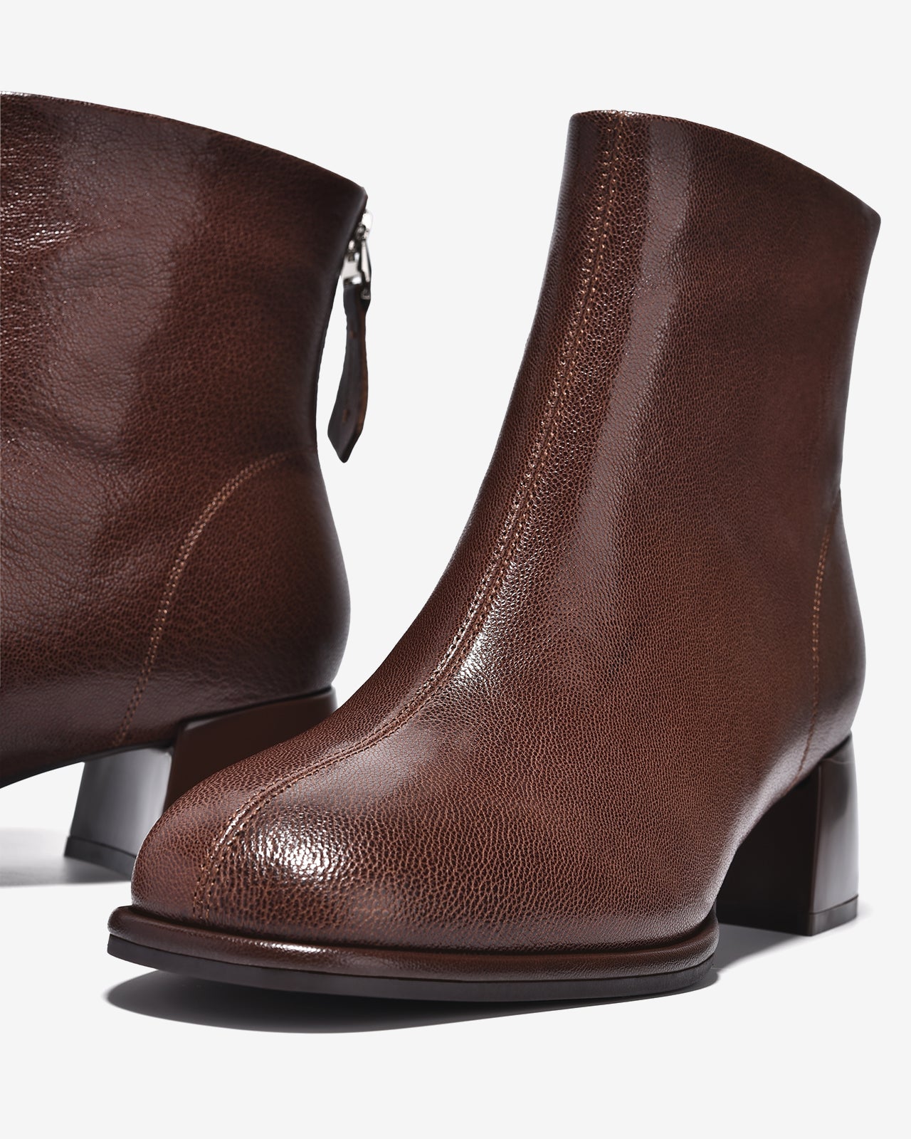 Giày Boot Nữ Zuciani Cổ Cao Vân Da Mờ Tự Nhiên-GCM33-Nâu Color1