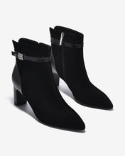 Giày Boot Nữ Zuciani Phối Da Lộn Đính Đá-GCM34Đen Color1