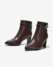 Giày Boot Nữ Zuciani Khóa Kéo Quai Đính Đá-GCM36-Nâu Color1