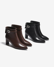 Giày Boot Nữ Zuciani Khóa Kéo Quai Đính Đá-GCM36-Nâu Color1