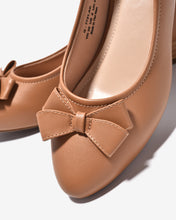 Giày Búp Bê Đông Hải Gót Giả Gỗ Đính Nơ Đôi-G7731-Bò Color1