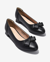 Giày Búp Bê Đông Hải Gót Giả Gỗ Đính Nơ Đôi-G7731-Đen Color1