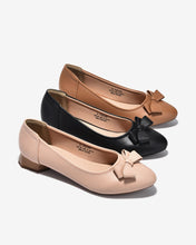 Giày Búp Bê Đông Hải Gót Giả Gỗ Đính Nơ Đôi-G7731-Đen Color1