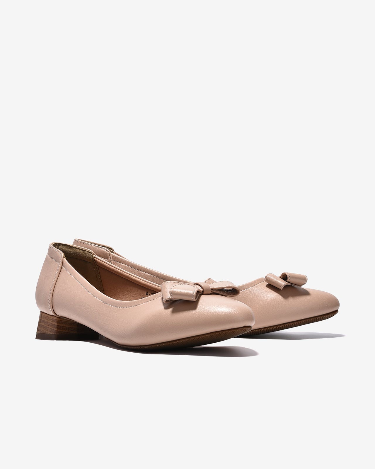 Giày Búp Bê Đông Hải Gót Giả Gỗ Đính Nơ Đôi-G7731-Hồng Color1