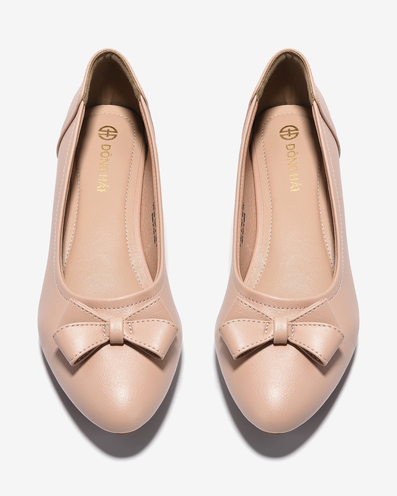 Giày Búp Bê Đông Hải Gót Giả Gỗ Đính Nơ Đôi-G7731Hồng Color1