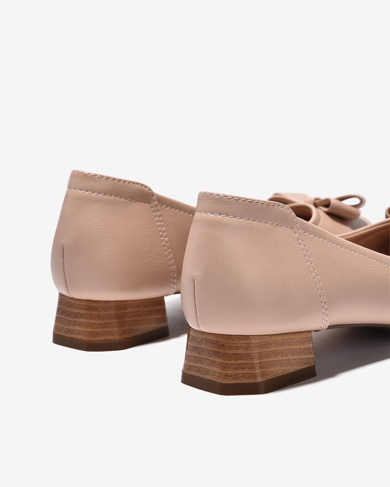 Giày Búp Bê Đông Hải Gót Giả Gỗ Đính Nơ Đôi-G7731-Hồng Color1