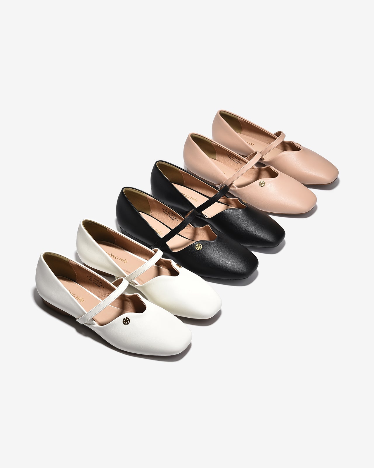 Giày Búp Bê Đông Hải Quai Ngang Khóa Logo-G7736Kem Color1