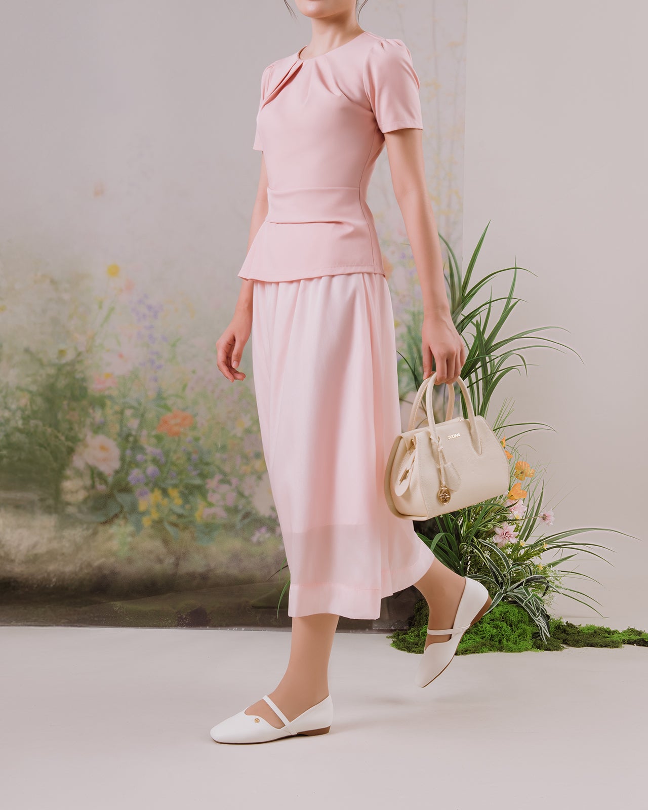 Giày Búp Bê Đông Hải Quai Ngang Khóa Logo-G7736Trắng Color1