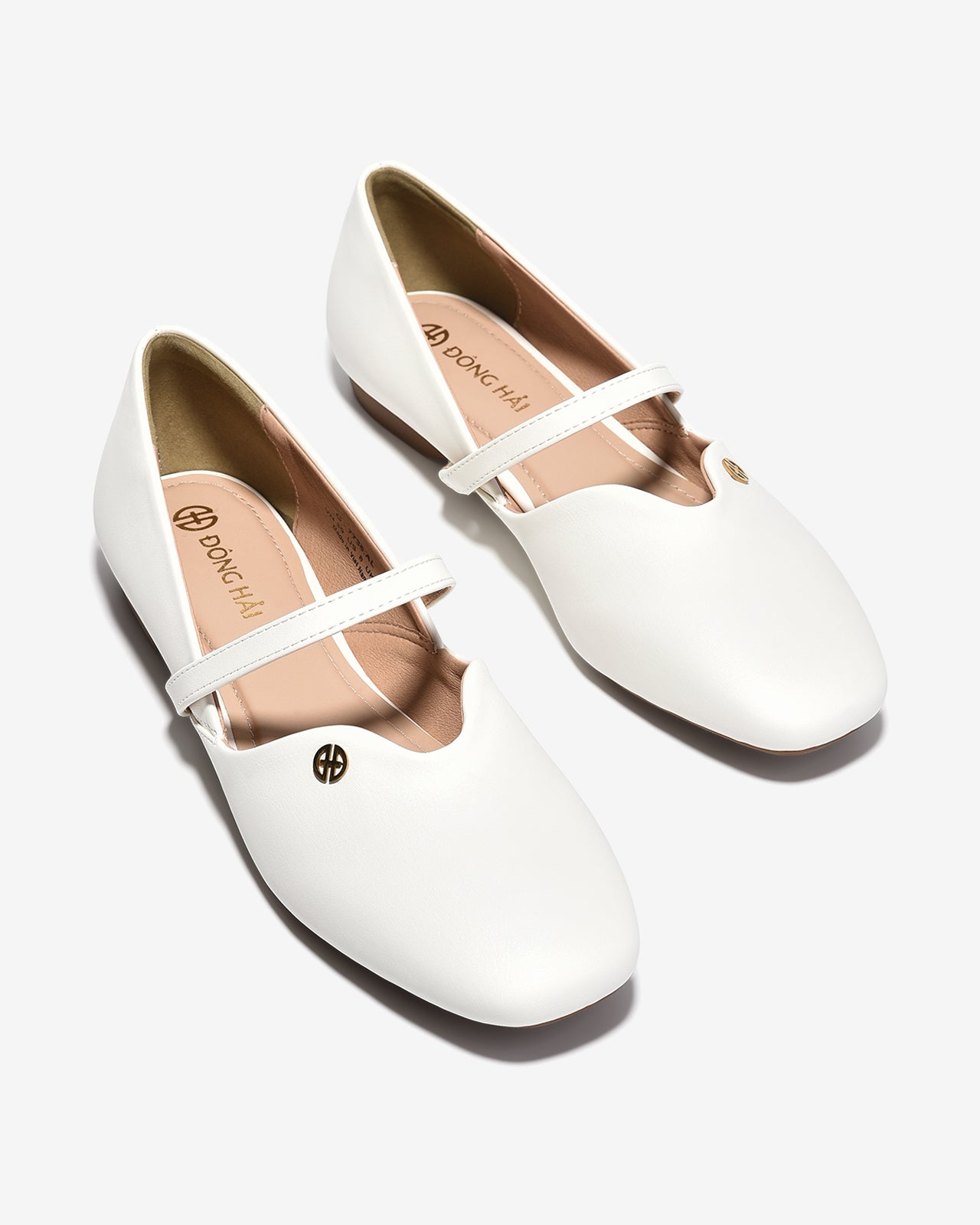 Giày Búp Bê Đông Hải Quai Ngang Khóa Logo-G7736Trắng Color1