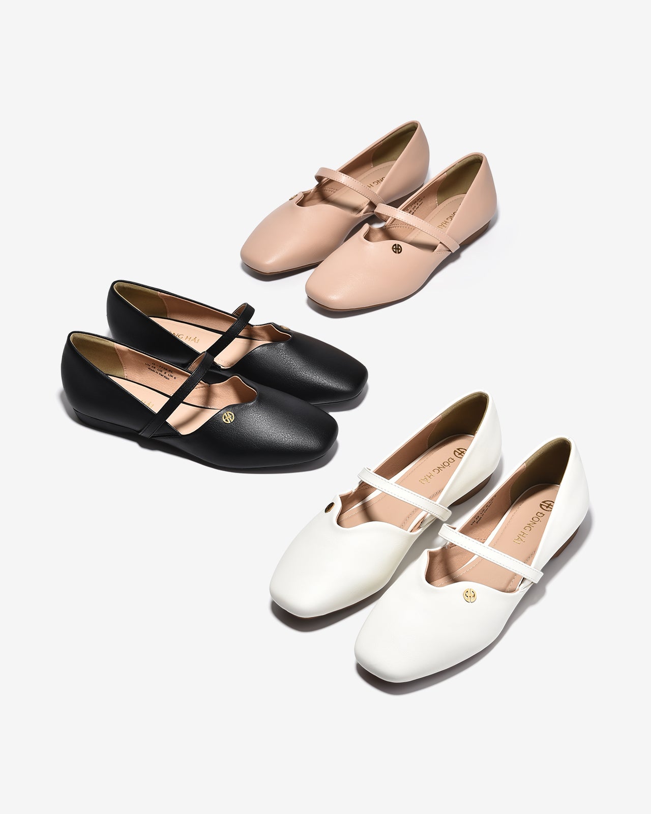 Giày Búp Bê Đông Hải Quai Ngang Khóa Logo-G7736Trắng Color1