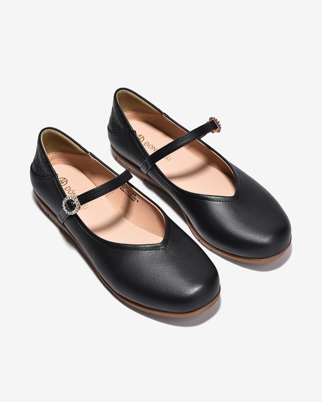 Giày Búp Bê Đông Hải Dập Logo Khóa Oval-G7737-Đen Color1