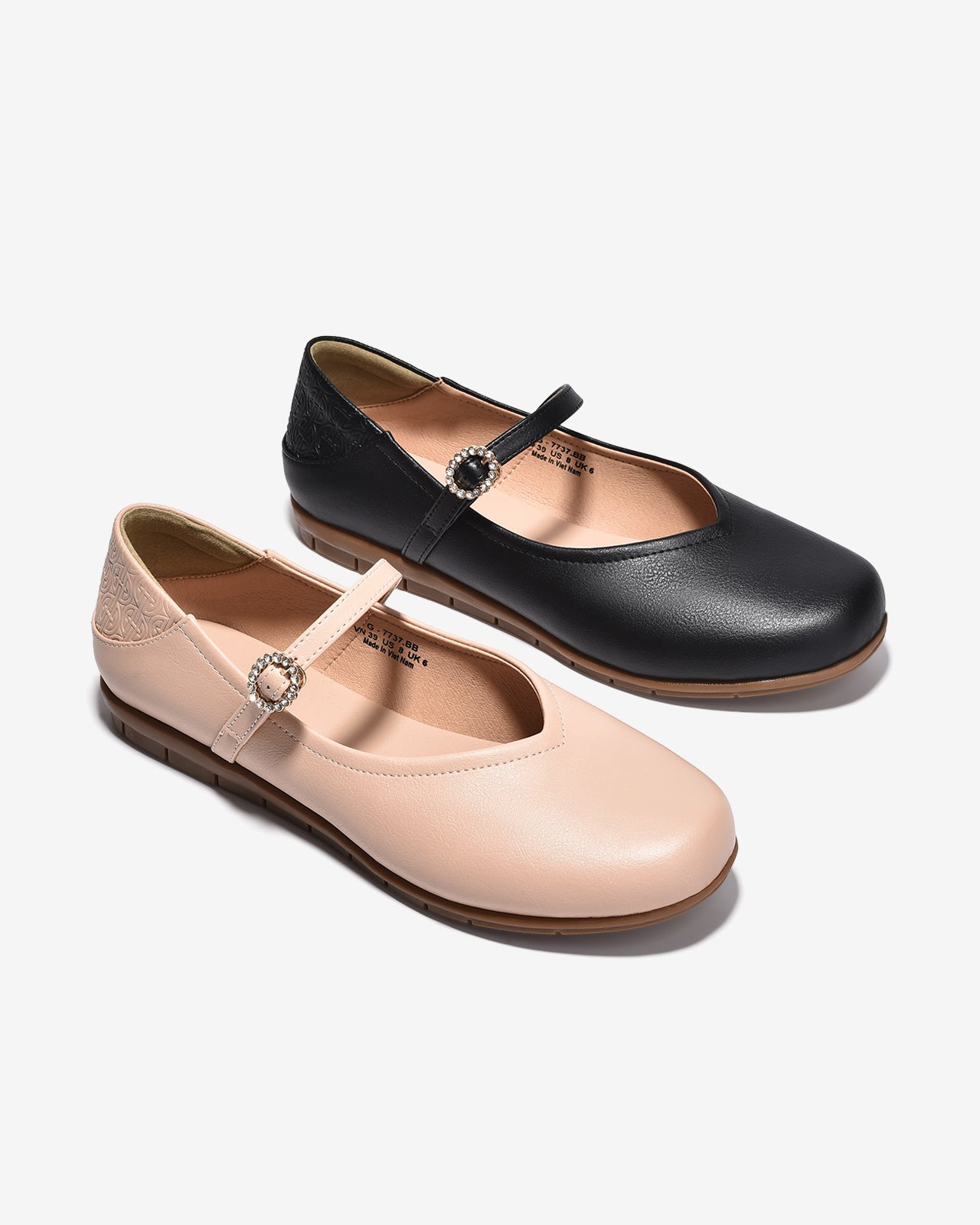 Giày Búp Bê Đông Hải Dập Logo Khóa Oval-G7737-Đen Color1