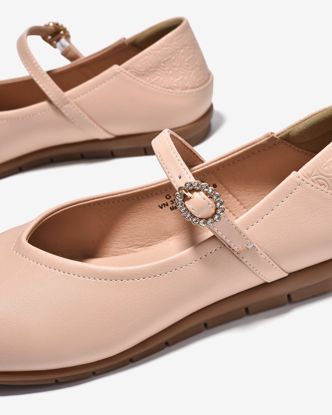 Giày Búp Bê Đông Hải Dập Logo Khóa Oval-G7737-Kem Color1