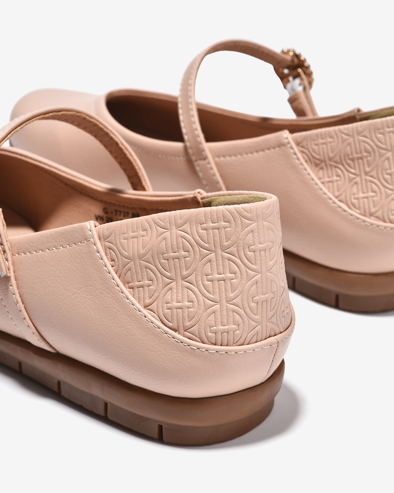 Giày Búp Bê Đông Hải Dập Logo Khóa Oval-G7737-Kem Color1