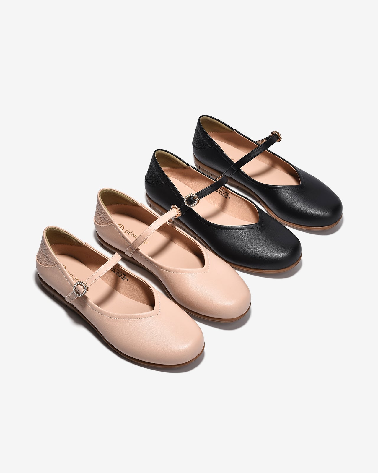 Giày Búp Bê Đông Hải Dập Logo Khóa Oval-G7737-Kem Color1