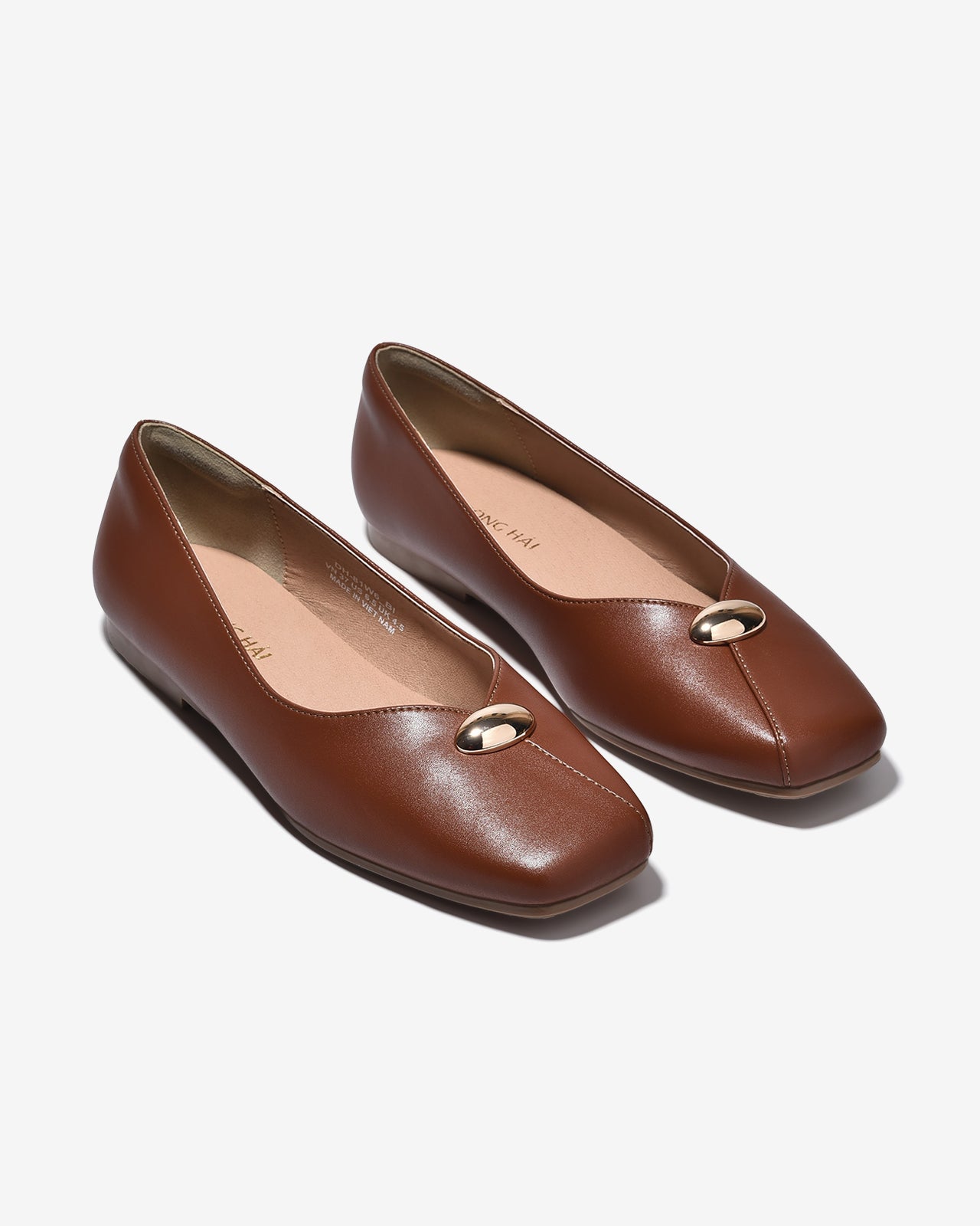 Giày Búp Bê Đông Hải Mũi Vuông Phối Hạt Kim Loại-G81W6Bò Color1