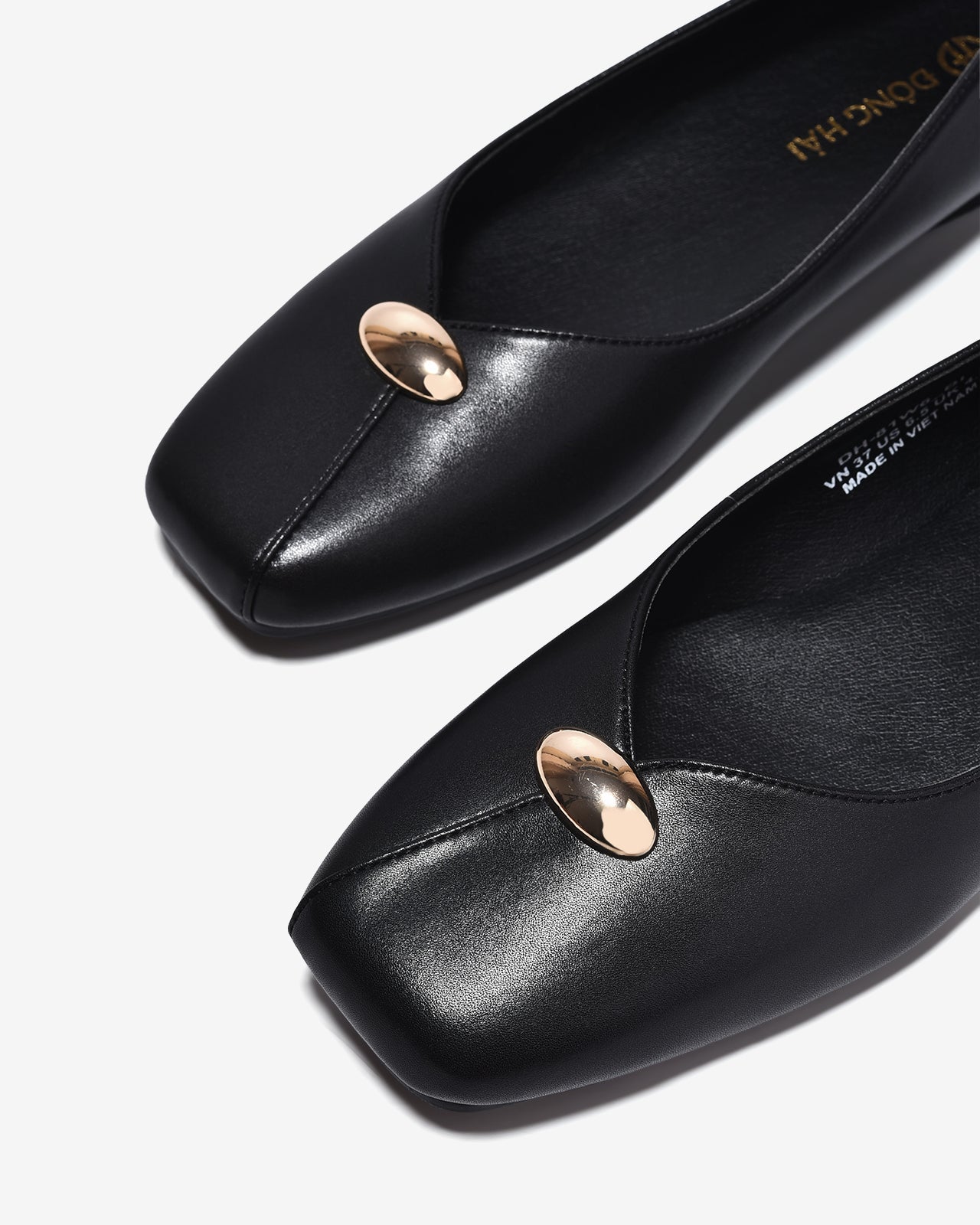 Giày Búp Bê Đông Hải Mũi Vuông Phối Hạt Kim Loại-G81W6Đen Color1