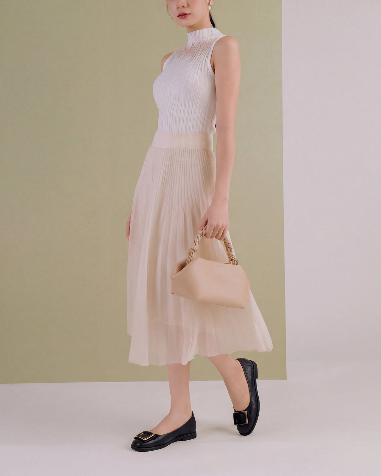 Giày Búp Bê Zucia Khóa Vuông Phối Màu-GHLM2Đen Color1