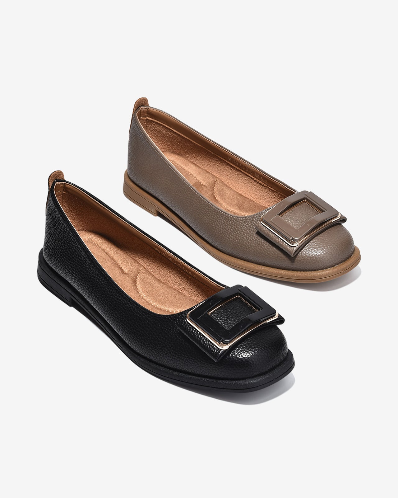 Giày Búp Bê Zucia Khóa Vuông Phối Màu-GHLM2-Đen Color1