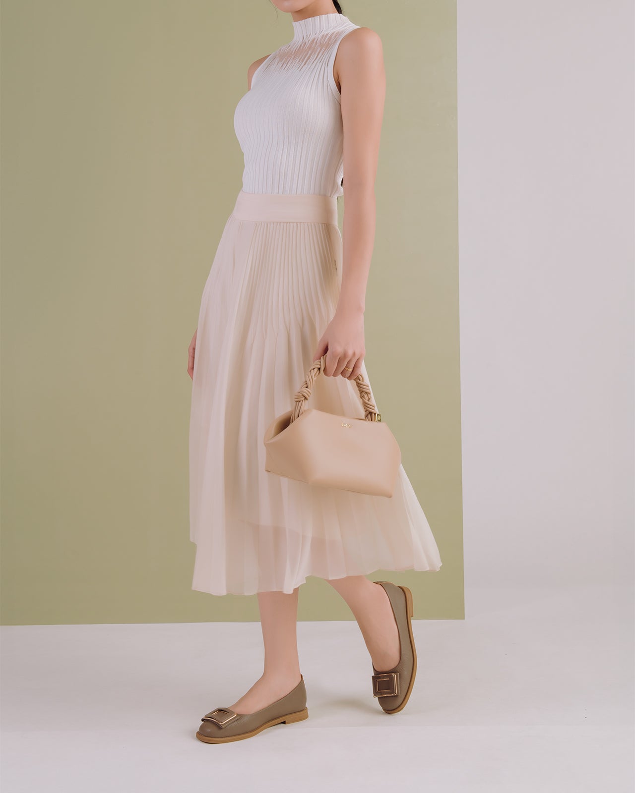 Giày Búp Bê Zucia Khóa Vuông Phối Màu-GHLM2Xám Color1