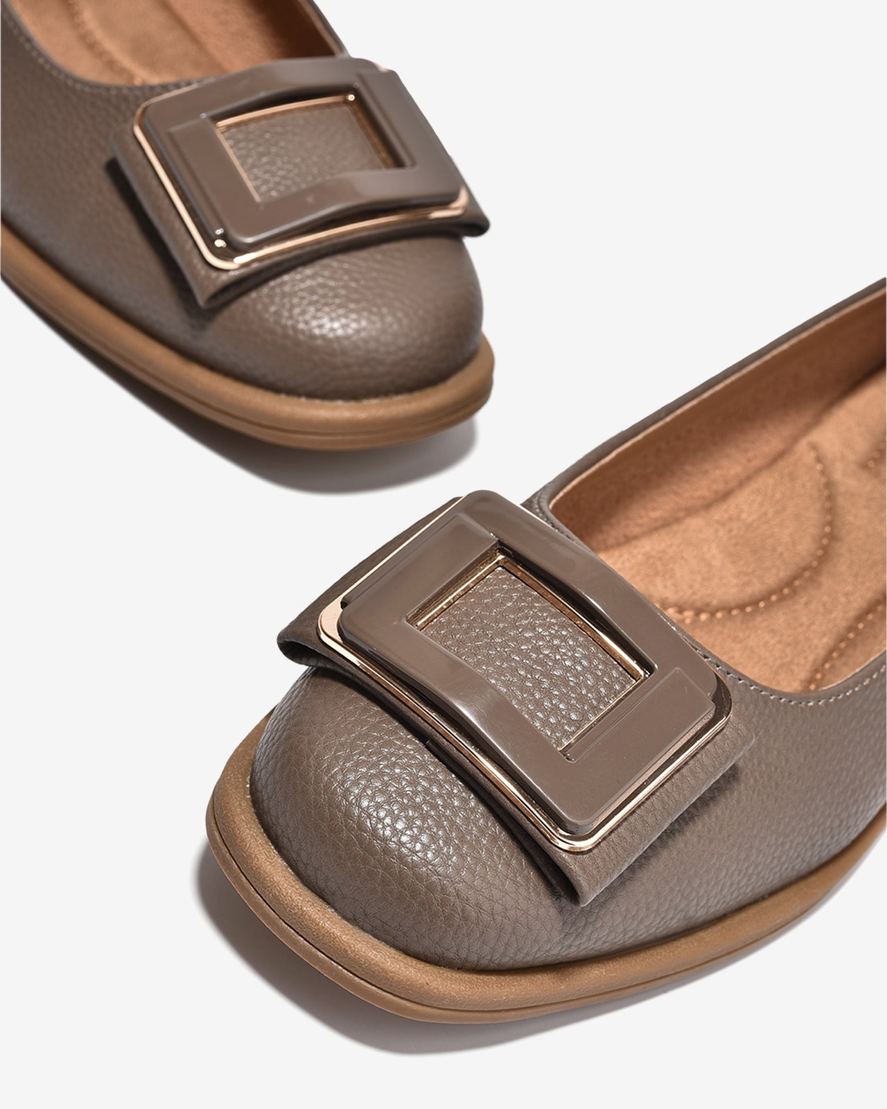 Giày Búp Bê Zucia Khóa Vuông Phối Màu-GHLM2Xám Color1