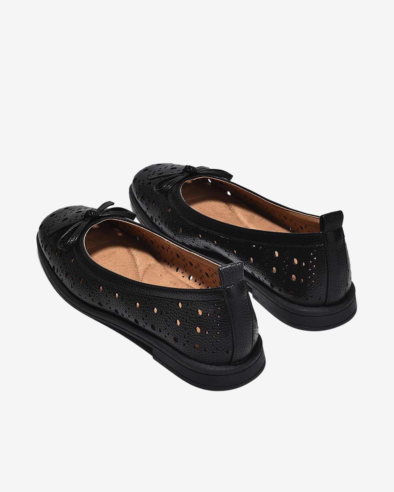 Giày Búp Bê Zucia Họa Tiết Đục Lỗ Khóa Nơ-GHLM4Đen Color1