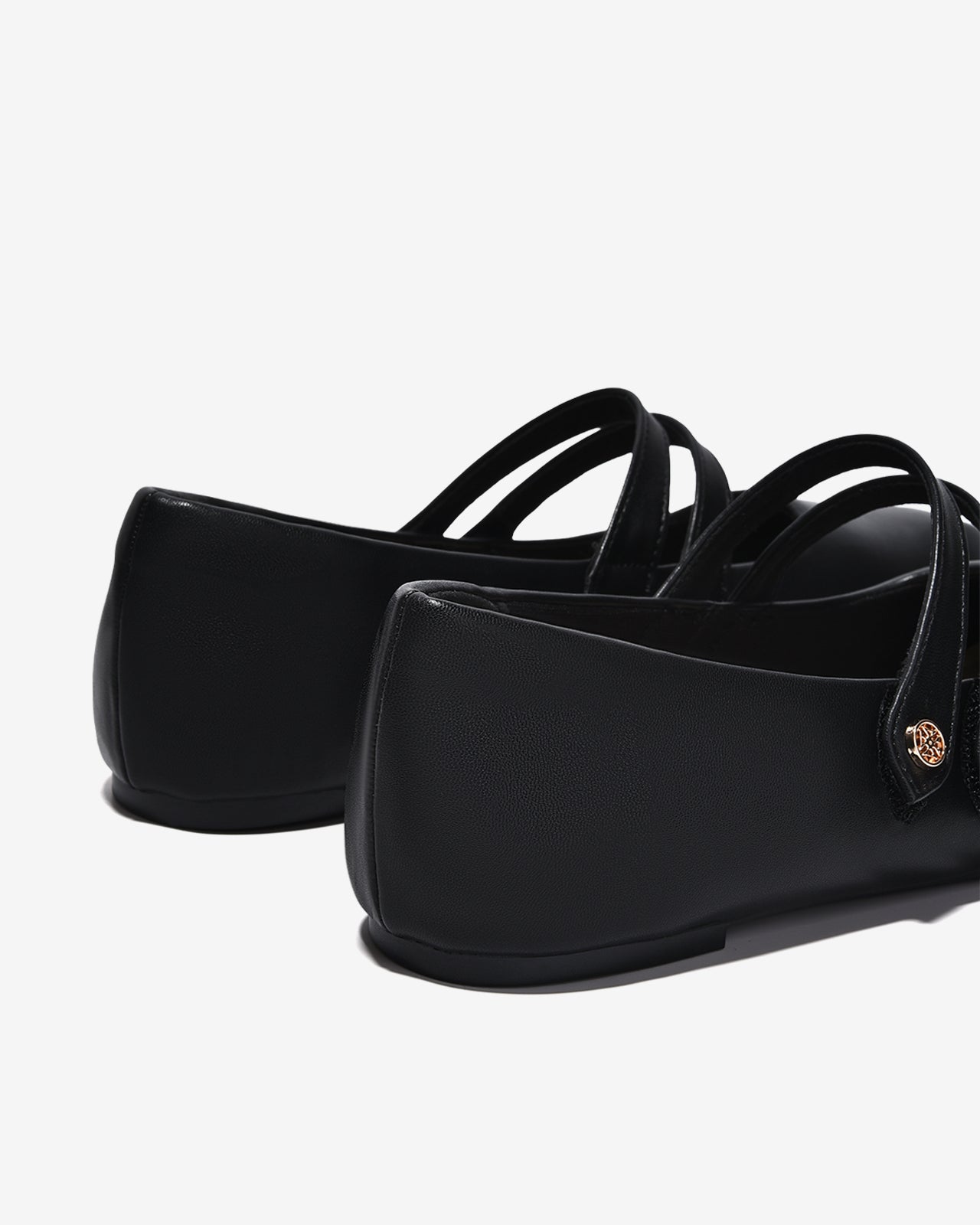 Giày Búp Bê Nữ Zucia Mũi Vuông Quai Đôi Đính Logo-GRXC4-Đen Color1