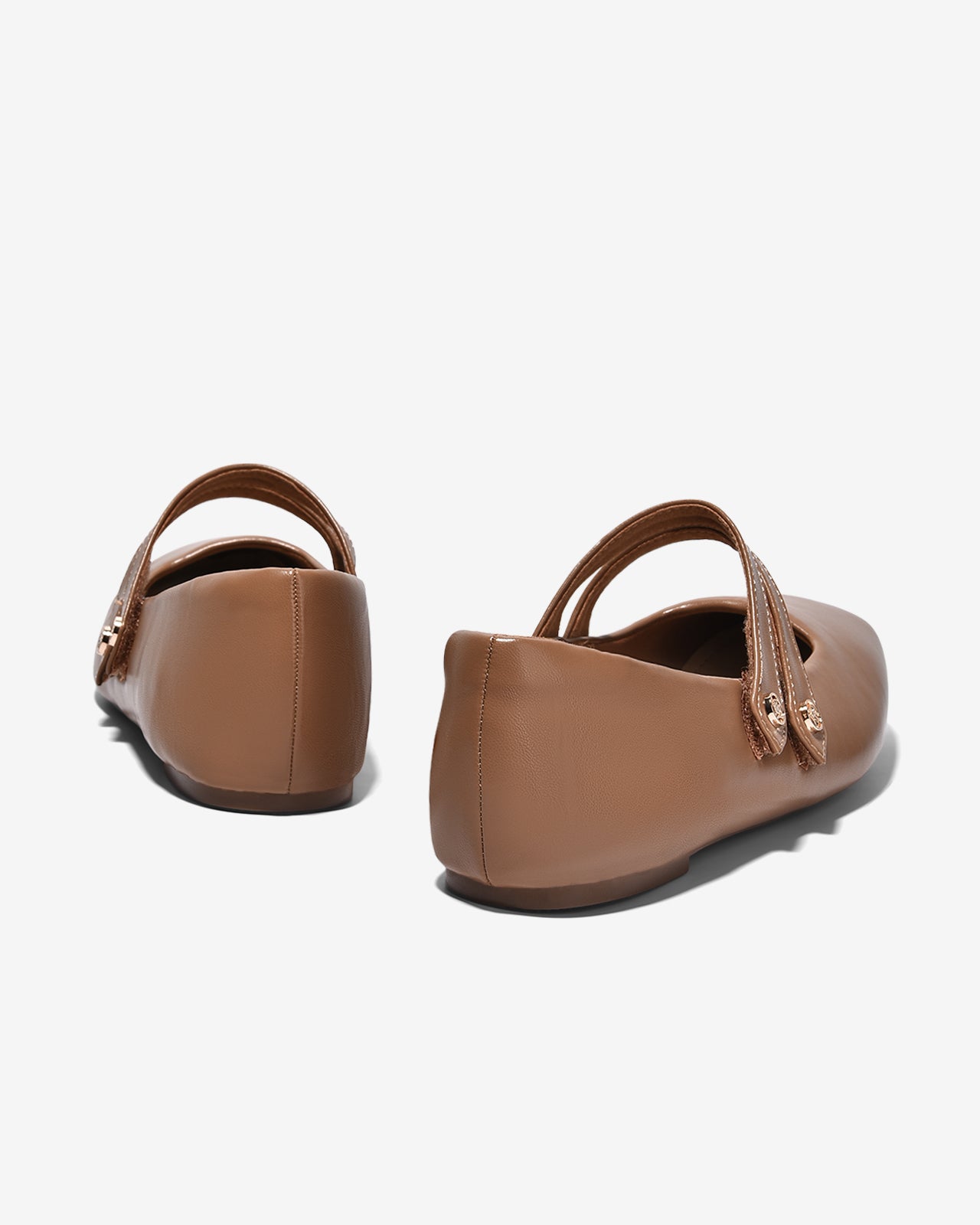 Giày Búp Bê Nữ Zucia Mũi Vuông Quai Đôi Đính Logo-GRXC4-Nâu Color1