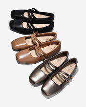 Giày Búp Bê Nữ Zucia Mũi Vuông Quai Đôi Đính Logo-GRXC4-Nâu Color1