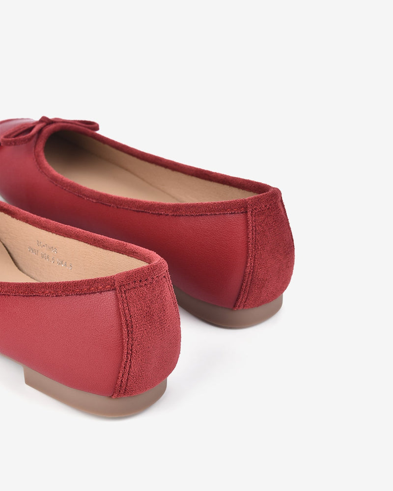 Giày Búp Bê Zucia Mũi Vuông Phối Màu Ấn Tượng-GTH58-Đỏ Color1