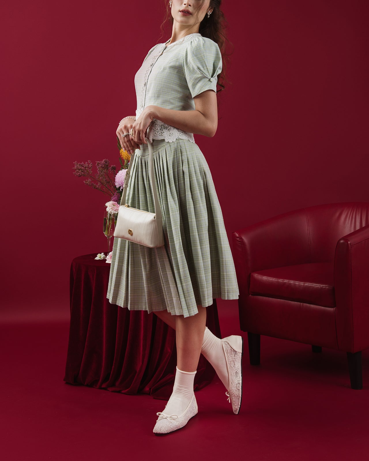 Giày Búp Bê Zucia Vải Ren Thêu Hoa-GTHA9-Trắng Color1