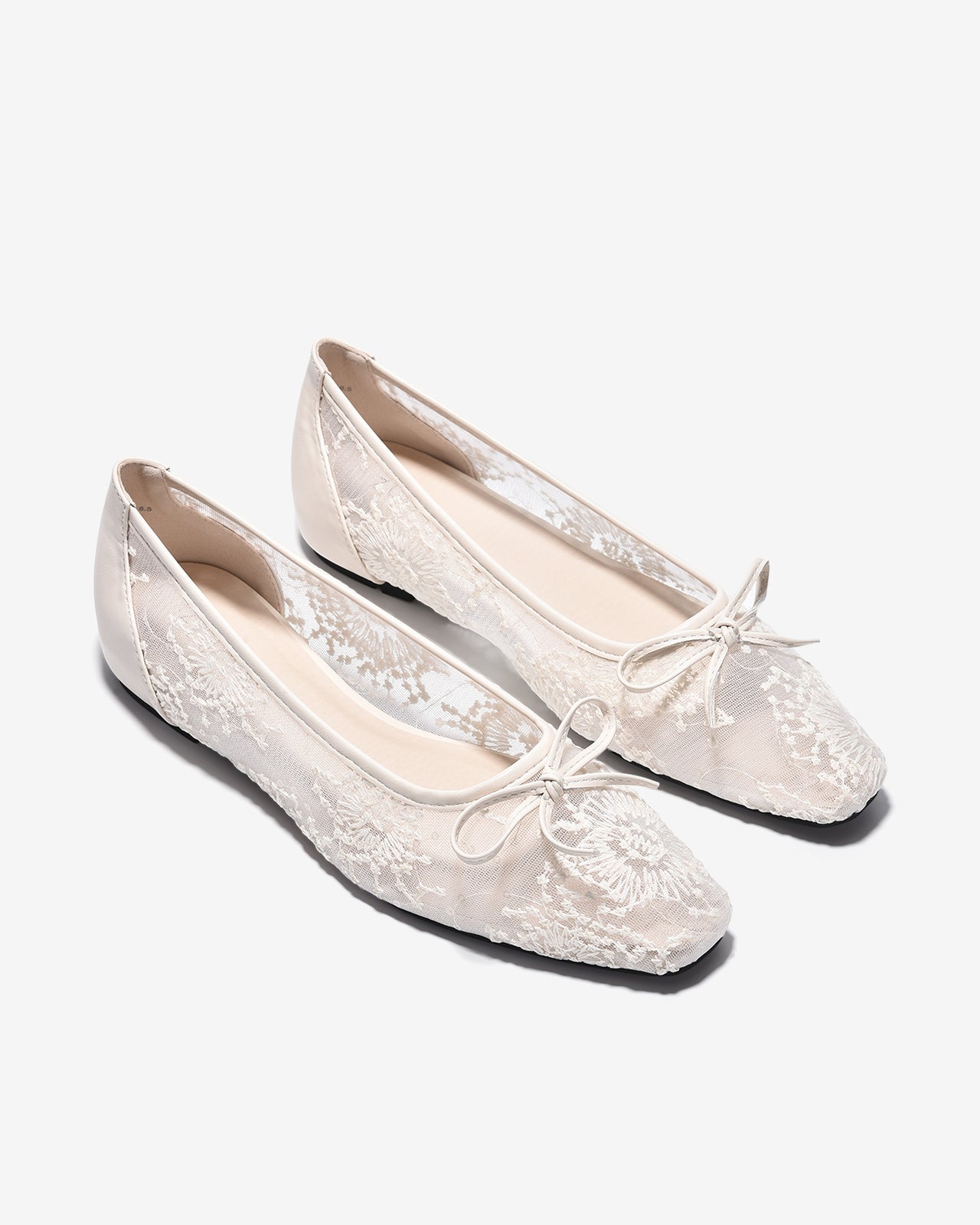 Giày Búp Bê Zucia Vải Ren Thêu Hoa-GTHA9-Trắng Color1