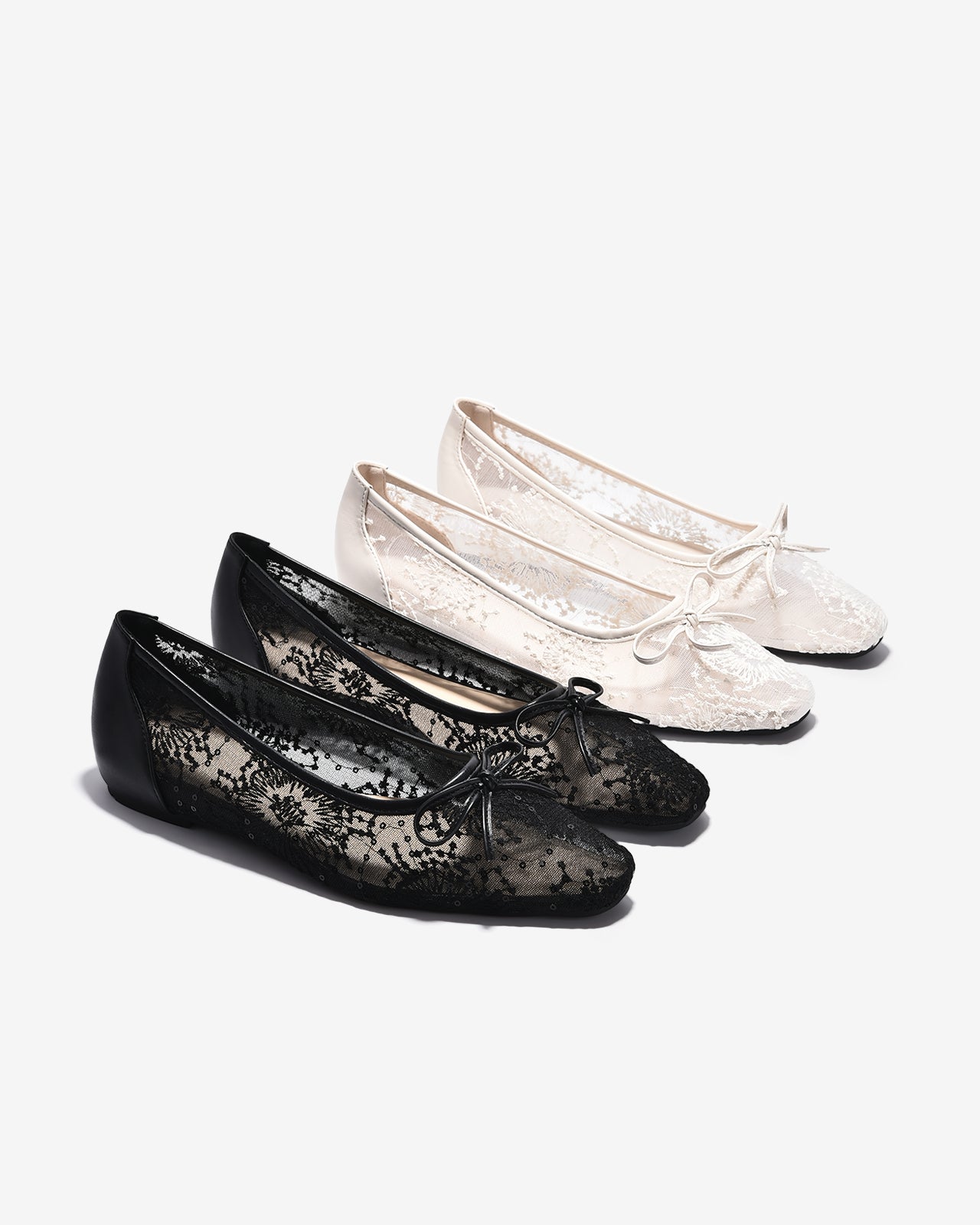 Giày Búp Bê Zucia Vải Ren Thêu Hoa-GTHA9-Trắng Color1