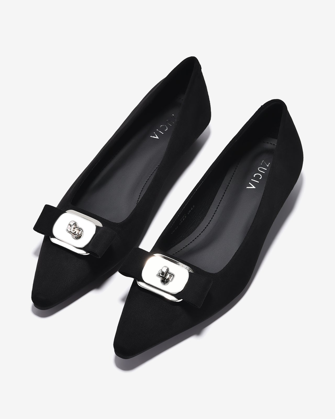 Giày Búp Bê Nữ Zucia Đính Nơ Mũi Nhọn-GTHB1-Đen Color1